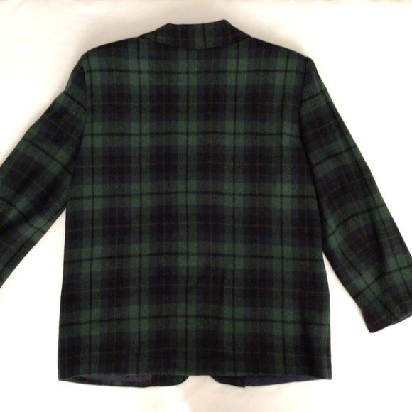 Savannah - Green, blue. black, and purple plaid wool blazer - Picture 4 of 7